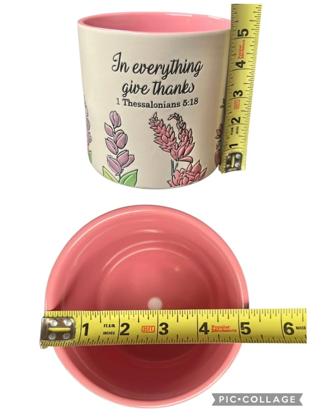 Christian Utensil Holder with Scripture and Floral Design